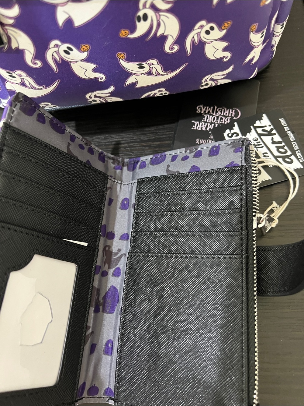 Loungefly Purple 'Zero' Ghost Print Mini Backpack & Wallet Set NBC - Picture 3 of 3